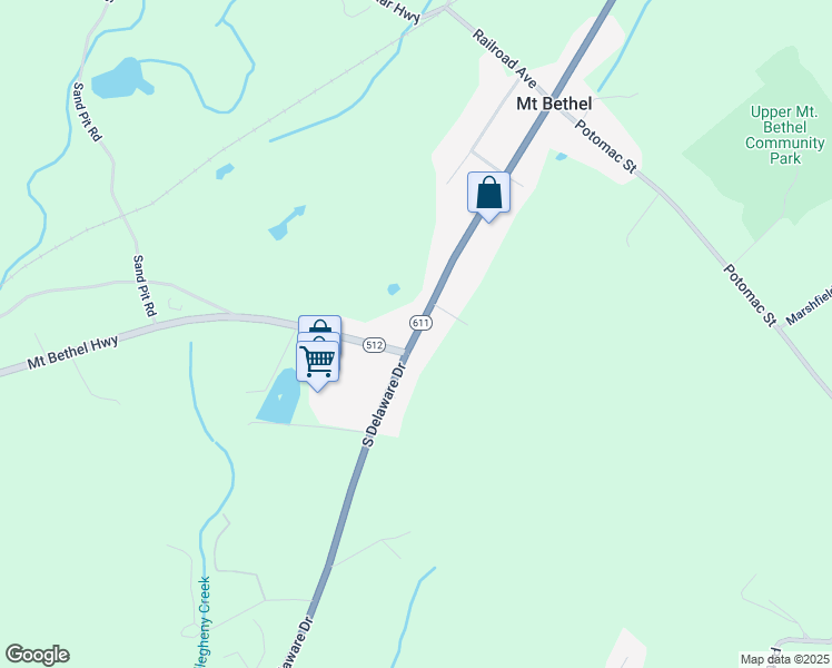map of restaurants, bars, coffee shops, grocery stores, and more near 2107 North Delaware Drive in Mount Bethel