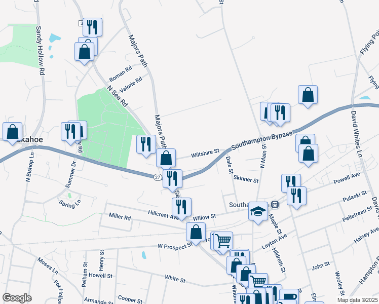 map of restaurants, bars, coffee shops, grocery stores, and more near 36 Wiltshire Street in Southampton