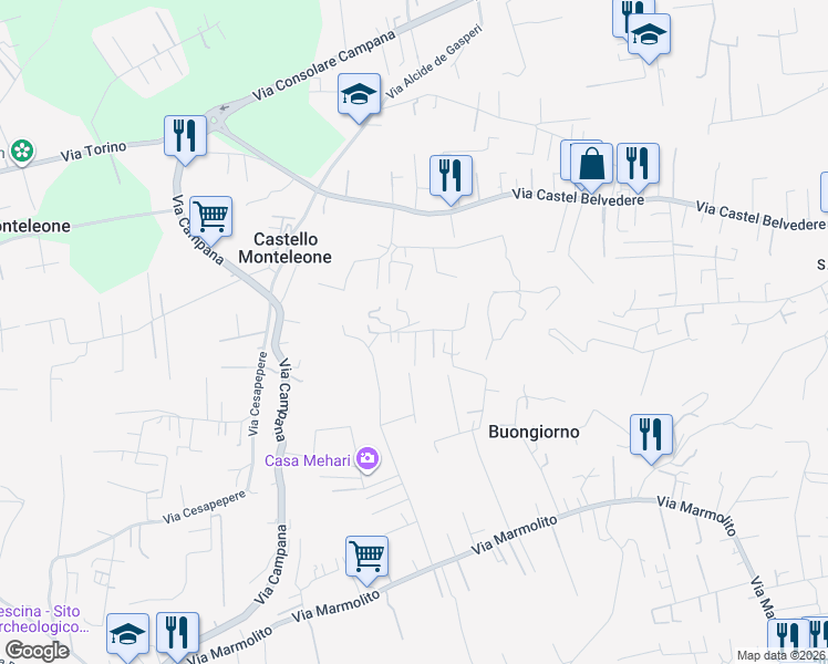 map of restaurants, bars, coffee shops, grocery stores, and more near 12/A Via Pozzillo in Marano di Napoli