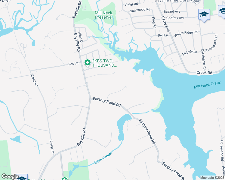 map of restaurants, bars, coffee shops, grocery stores, and more near 2 Mill Pond Lane in Locust Valley