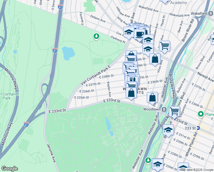 map of restaurants, bars, coffee shops, grocery stores, and more near 4278 Kepler Avenue in Bronx