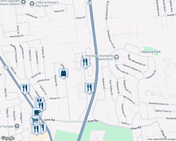 map of restaurants, bars, coffee shops, grocery stores, and more near in 