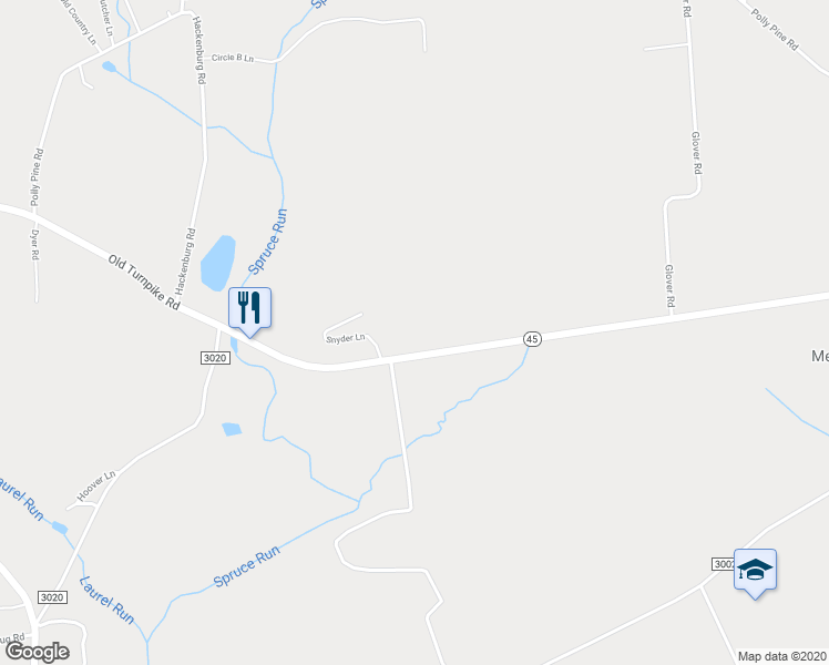 map of restaurants, bars, coffee shops, grocery stores, and more near 17350 Old Turnpike Road in Millmont
