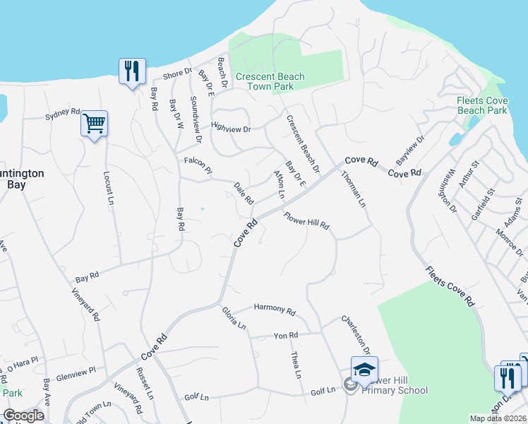 map of restaurants, bars, coffee shops, grocery stores, and more near 5 Chapin Place in Huntington