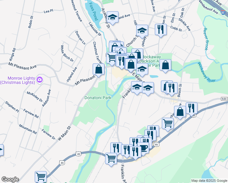 map of restaurants, bars, coffee shops, grocery stores, and more near 58 East New Street in Rockaway