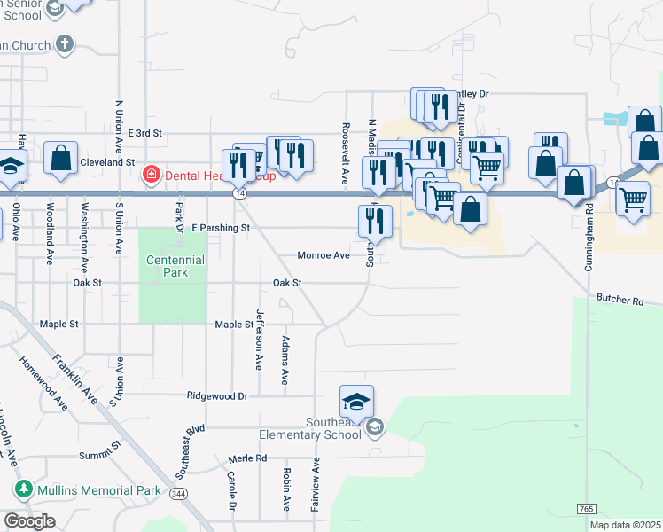 map of restaurants, bars, coffee shops, grocery stores, and more near 2060 Monroe Avenue in Salem