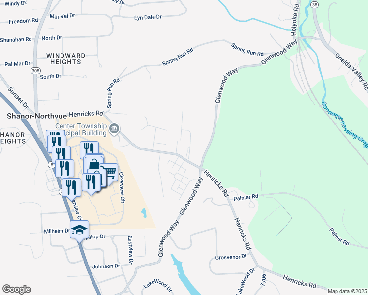 map of restaurants, bars, coffee shops, grocery stores, and more near 100 Newhaven Lane in Butler