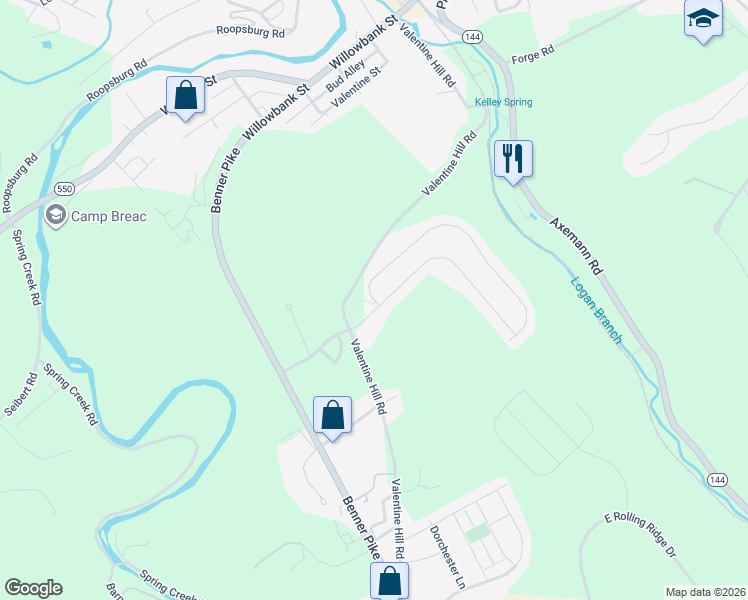 map of restaurants, bars, coffee shops, grocery stores, and more near 104 Jonathan Lane in Bellefonte