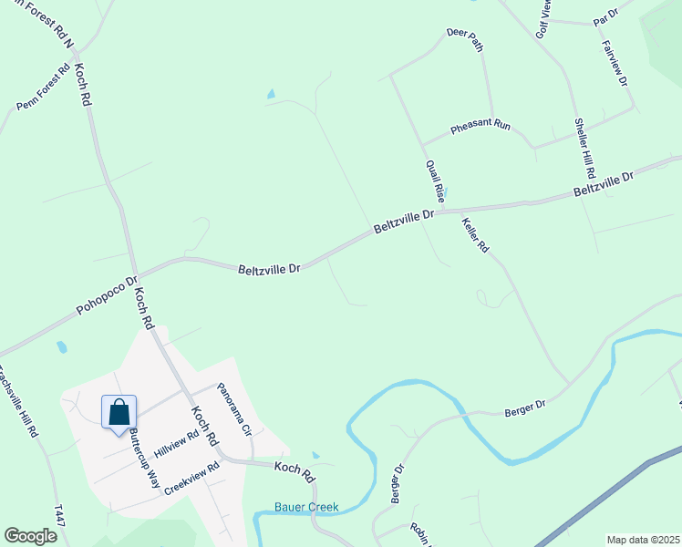 map of restaurants, bars, coffee shops, grocery stores, and more near 103 Pepe Lane in Kresgeville
