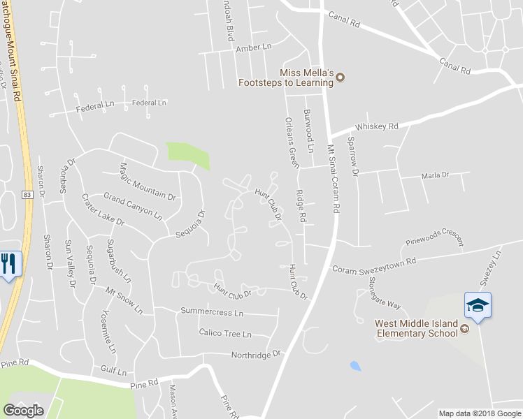 map of restaurants, bars, coffee shops, grocery stores, and more near 6 Dove Path in Coram