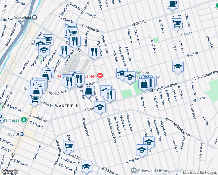 map of restaurants, bars, coffee shops, grocery stores, and more near 4377 De Reimer Avenue in Bronx