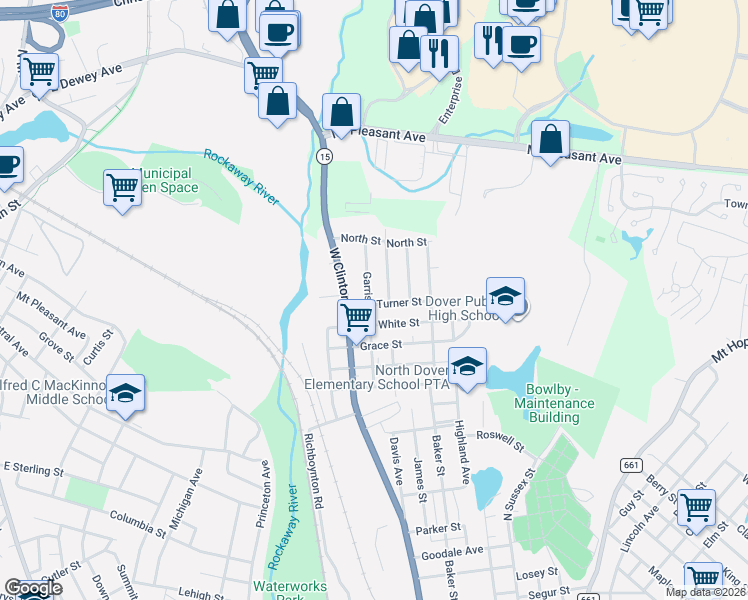 map of restaurants, bars, coffee shops, grocery stores, and more near 80 Berkshire Avenue in Dover