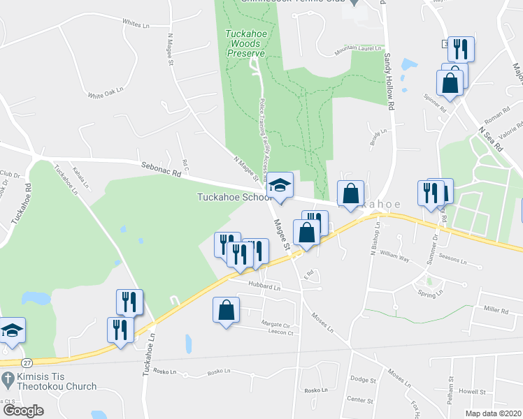 map of restaurants, bars, coffee shops, grocery stores, and more near 485 Magee Street in Southampton