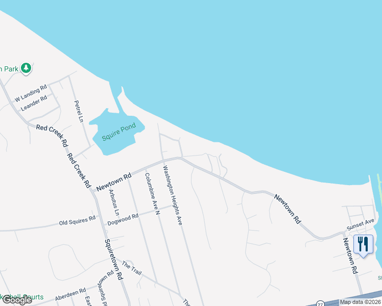 map of restaurants, bars, coffee shops, grocery stores, and more near 138 Newtown Road in Hampton Bays