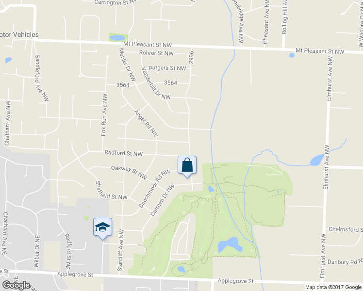 map of restaurants, bars, coffee shops, grocery stores, and more near 2144 Chestnut Hill Street Northwest in North Canton