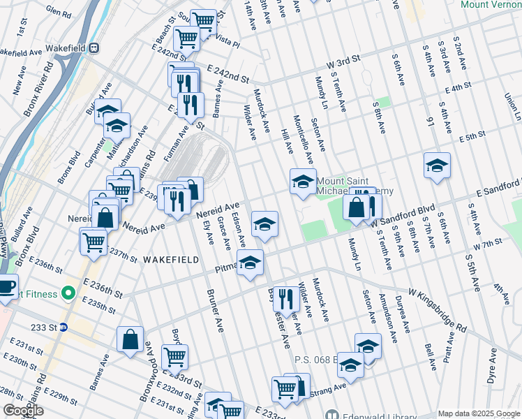 map of restaurants, bars, coffee shops, grocery stores, and more near 4377 De Reimer Avenue in Bronx