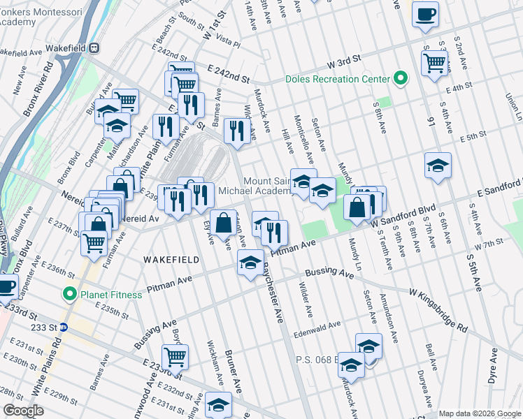 map of restaurants, bars, coffee shops, grocery stores, and more near 4377 De Reimer Avenue in Bronx