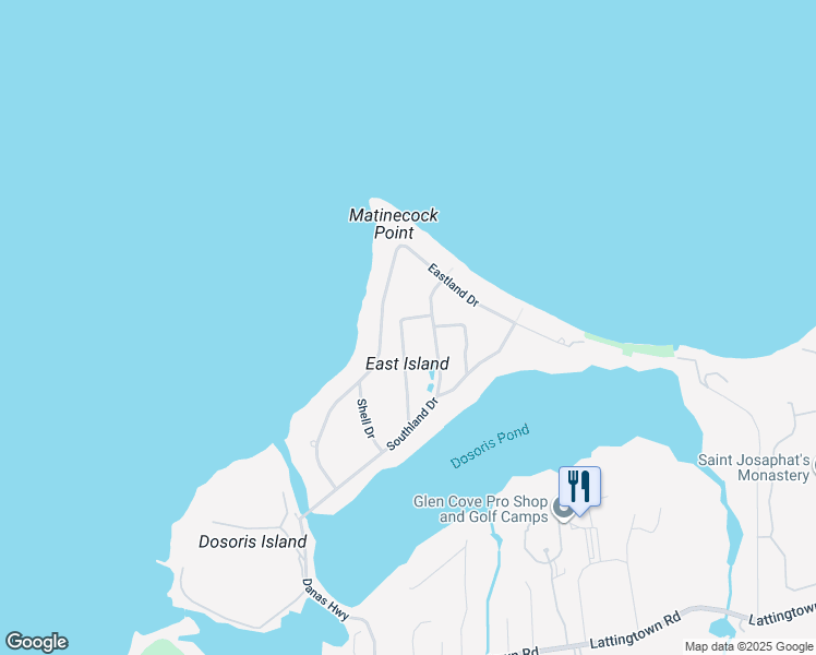 map of restaurants, bars, coffee shops, grocery stores, and more near 16 Mansion Drive in Glen Cove