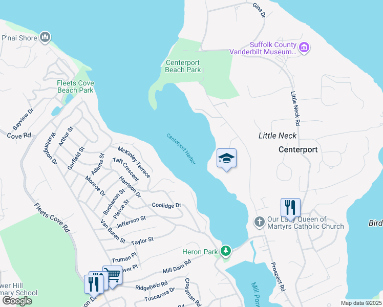 map of restaurants, bars, coffee shops, grocery stores, and more near in Centerport