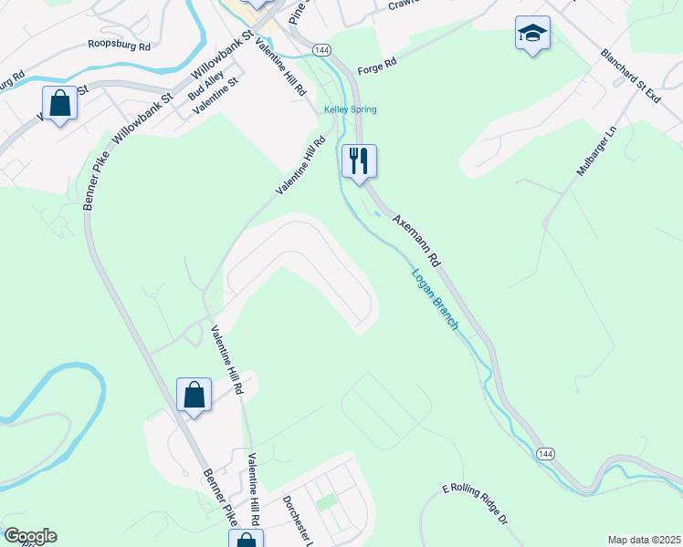 map of restaurants, bars, coffee shops, grocery stores, and more near 212 Jonathan Lane in Bellefonte
