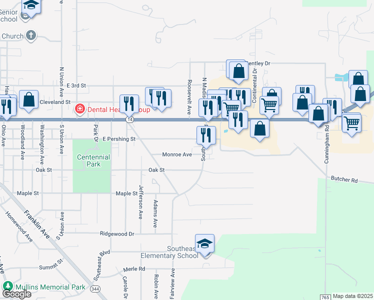map of restaurants, bars, coffee shops, grocery stores, and more near 2060 Monroe Avenue in Salem
