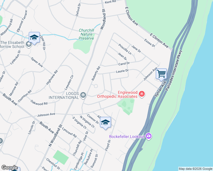 map of restaurants, bars, coffee shops, grocery stores, and more near 44 Lynn Drive in Englewood Cliffs