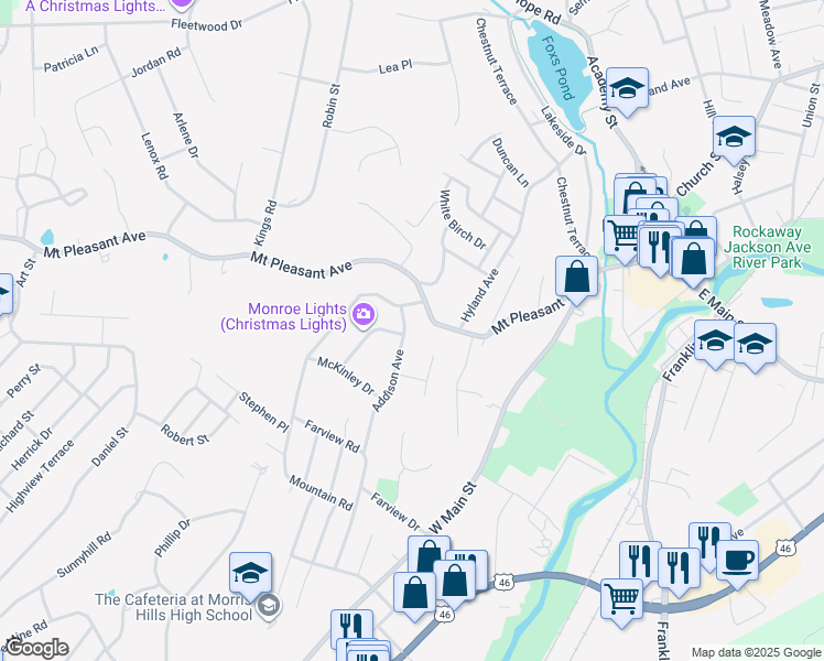 map of restaurants, bars, coffee shops, grocery stores, and more near 107 Addison Avenue in Rockaway