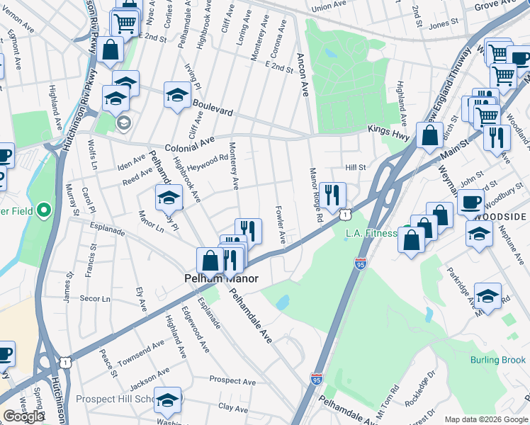 map of restaurants, bars, coffee shops, grocery stores, and more near in Westchester County