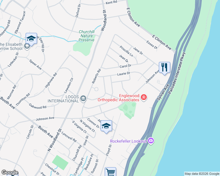 map of restaurants, bars, coffee shops, grocery stores, and more near 44 Lynn Drive in Englewood Cliffs