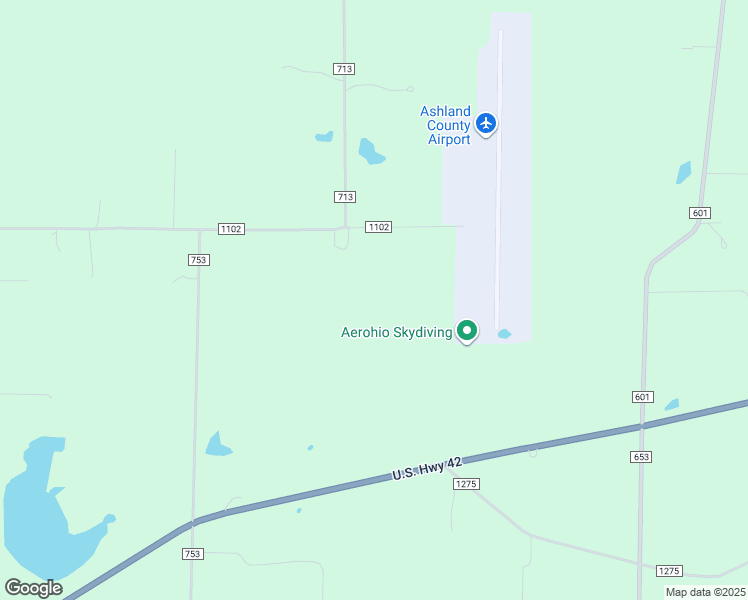 map of restaurants, bars, coffee shops, grocery stores, and more near 711 Township Road 1102 in Ashland