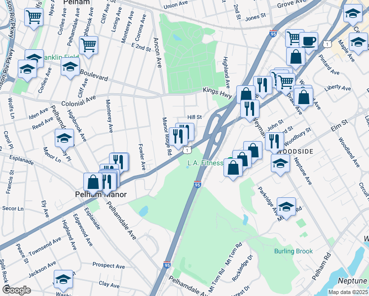 map of restaurants, bars, coffee shops, grocery stores, and more near 969 Main Street in New Rochelle