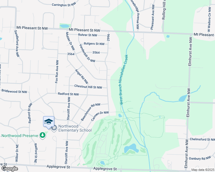 map of restaurants, bars, coffee shops, grocery stores, and more near 7616 Peachmont Avenue Northwest in North Canton