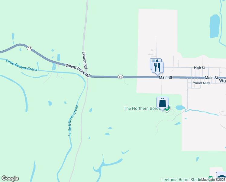 map of restaurants, bars, coffee shops, grocery stores, and more near 38065 Salem-Unity Road in Salem