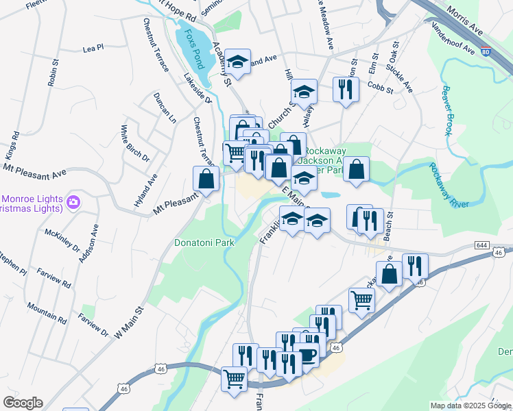 map of restaurants, bars, coffee shops, grocery stores, and more near 58 East New Street in Rockaway