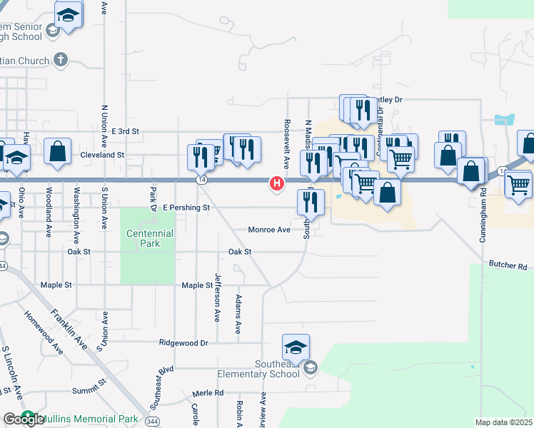 map of restaurants, bars, coffee shops, grocery stores, and more near 1952 Monroe Avenue in Salem