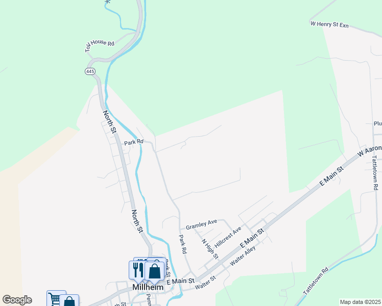 map of restaurants, bars, coffee shops, grocery stores, and more near in Millheim