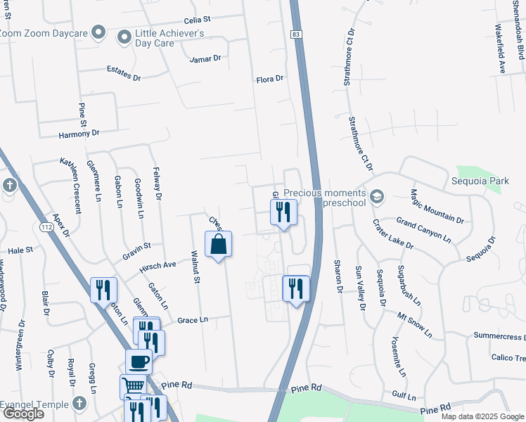 map of restaurants, bars, coffee shops, grocery stores, and more near 27 Idaho ct in Coram