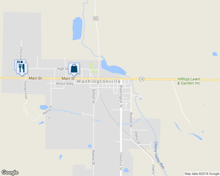 map of restaurants, bars, coffee shops, grocery stores, and more near 373 Union Street in Washingtonville