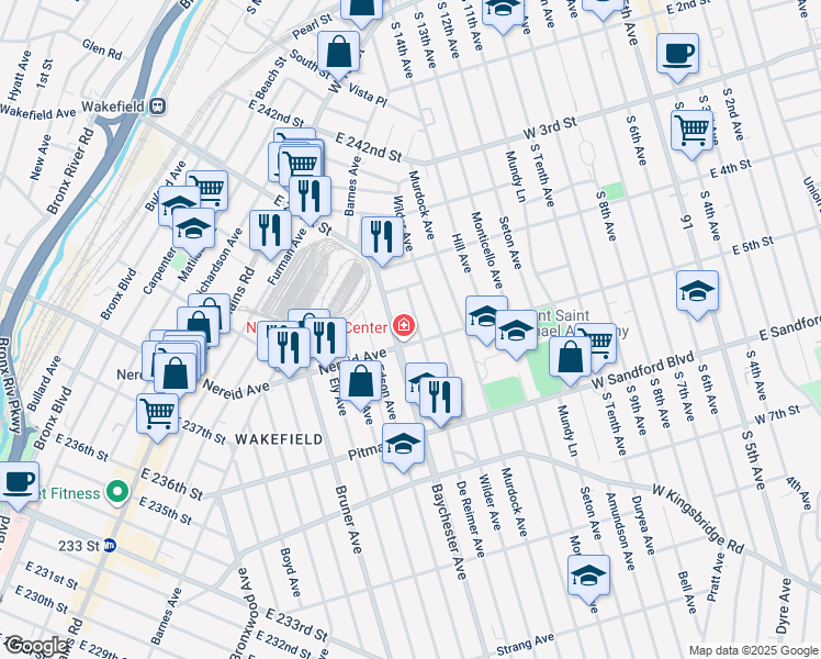 map of restaurants, bars, coffee shops, grocery stores, and more near 4425 Wilder Avenue in Bronx