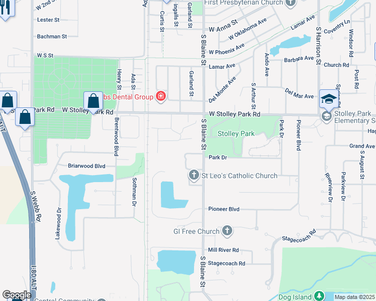 map of restaurants, bars, coffee shops, grocery stores, and more near 2224 South Blaine Street in Grand Island