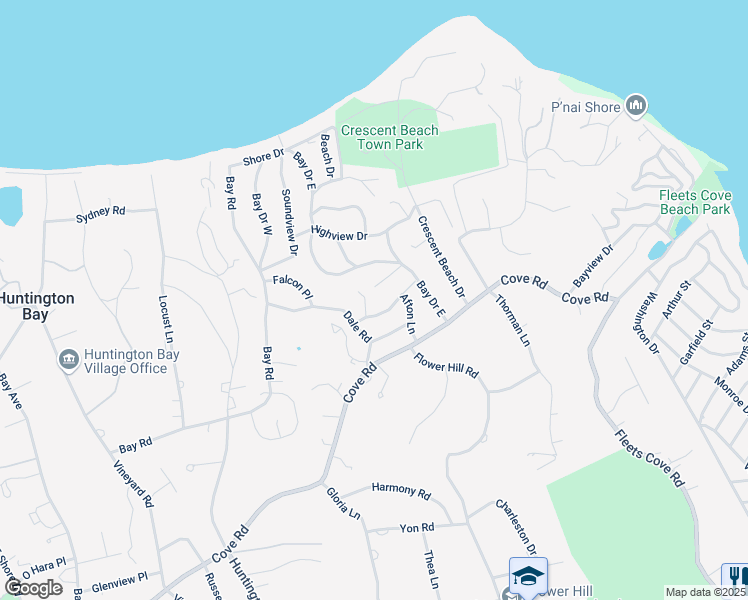 map of restaurants, bars, coffee shops, grocery stores, and more near 10 Eagle Hill Court in Huntington