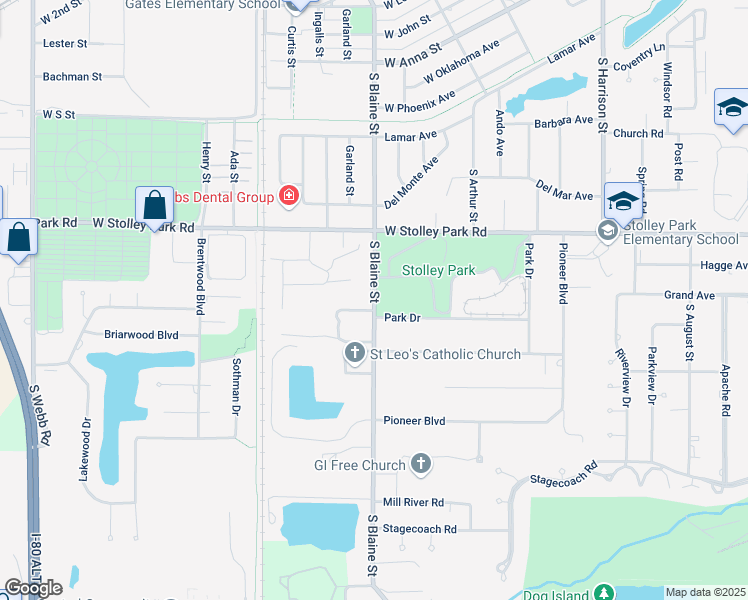 map of restaurants, bars, coffee shops, grocery stores, and more near 2226 South Blaine Street in Grand Island