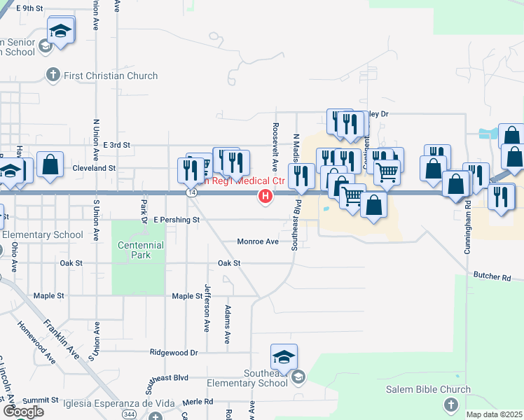 map of restaurants, bars, coffee shops, grocery stores, and more near 1995 East State Street in Salem