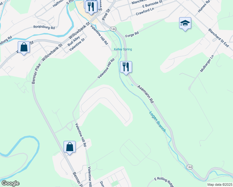 map of restaurants, bars, coffee shops, grocery stores, and more near 257 Jonathan Lane in Bellefonte