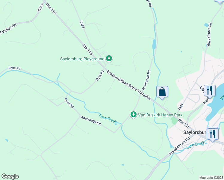 map of restaurants, bars, coffee shops, grocery stores, and more near 111 Briar Road in Saylorsburg