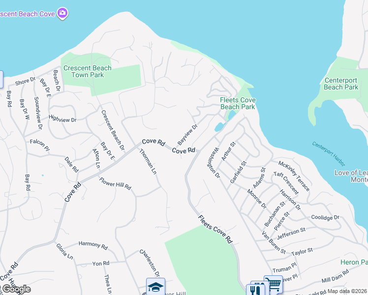 map of restaurants, bars, coffee shops, grocery stores, and more near 5 Gaines Place in Huntington