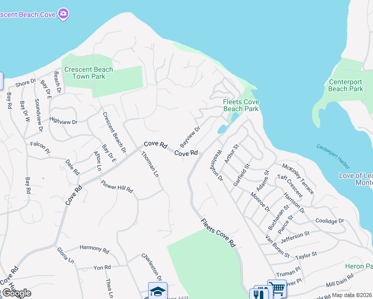 map of restaurants, bars, coffee shops, grocery stores, and more near 5 Gaines Place in Huntington