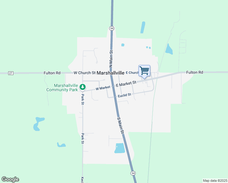 map of restaurants, bars, coffee shops, grocery stores, and more near 6 South Main Street in Marshallville
