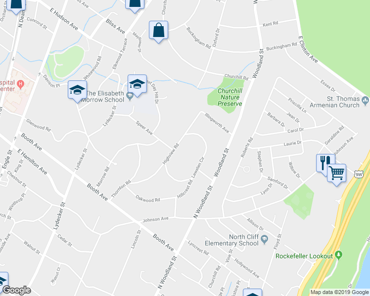 map of restaurants, bars, coffee shops, grocery stores, and more near 437 Highview Road in Englewood