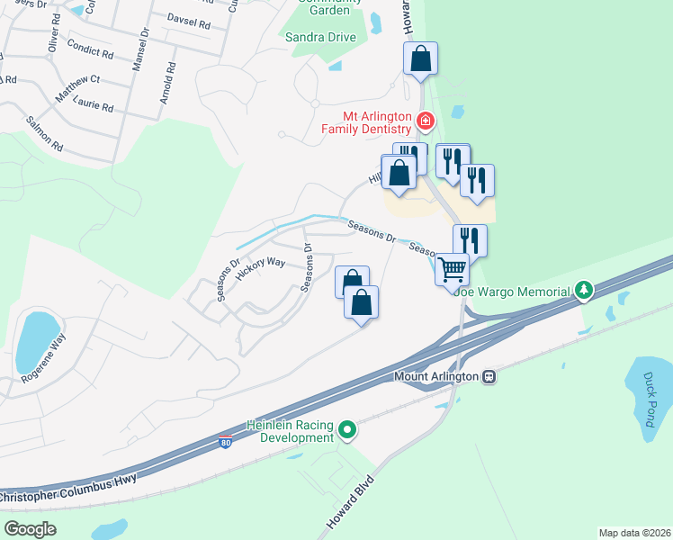 map of restaurants, bars, coffee shops, grocery stores, and more near 19 Magnolia Lane in Mount Arlington